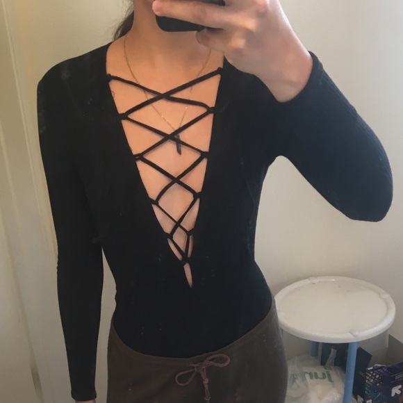 TOBI black lace up body suit - Picture 5 of 5